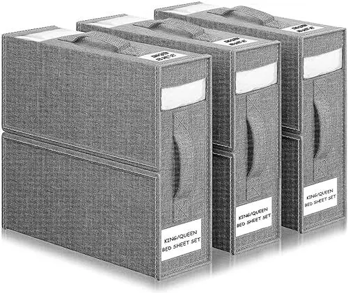 Produktbild: WANGIRL 3 Stück Aufbewahrung Bettwäsche Organizer, Faltbarer Aufbewahrungstasche für Bettlaken Kann in Kleiderschrank, Unterbett und in Schubladen, Aufbewahrungsbox für Bettlaken und Kleidung