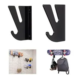 Produktbild: WANLIAN Skateboard Wandhalterung Display Rack, Skateboard Wandregal Display Rack mit Aufbewahrungshaken, Wandhalterung Wandhalter Für Longboard,Skateboard,Snowboard
