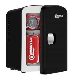 Produktbild: WANNYTON Mini Kühlschrank 4 L, Mini Kühlbox mit Kühl-/Wärmefunktion, tragbarer Kosmetik Kühlschränke, Autokühlbox AC 220-240 V DC 12 V, für Auto Camping Büro Schlafzimmer (Schwarz)