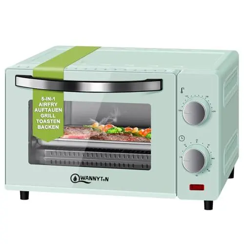 Produktbild: WANNYTON Minibackofen, Backofen 10 L, 650 Watt, 100-230 °C Timer 0-60 Min. inkl. Backblech Grillrost Entnahmegriff, doppelte Glastür, Ofen für Pizza Kuchen Brot