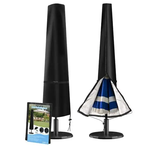 Produktbild: Wanocean Sonnenschirm Schutzhülle, Abdeckhauben für Sonnenschirme bis ca. 300cm, 420D Oxford Schirmhülle, Wasserdicht, Anti-UV, Passend für Gartenhof und Strand (190x30/40/50cm)