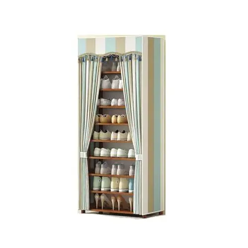 Produktbild: WAOCEO Organizer per scarpiere Schuhregal, mehrschichtig, staubdicht, Oxford-Stoffbezug, Schuhschrank, Haushaltstür, Economy-Schlafsaal, Regale aus massivem Holz Scaffale per Scarpe (Size : Small)