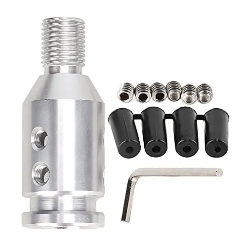 Produktbild: WAONIQ Universal Auto Schaltknauf Adapter, Aluminiumlegierung, Schalthebelanschluss für Schalthebel ohne Gewinde (Gewindesteigung 12 x 1,25) (Silber)