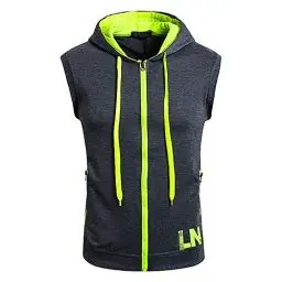 Produktbild: WAQD Herren Mit Kapuze Weste T-Shirt Kapuzenpullover Herren Tank Tops Ärmelloses Einfarbiges Hoodie Cardigan mit Reißverschluss Pullover T-Shirt Bequem Slim Fit Fitness Kapuzenweste