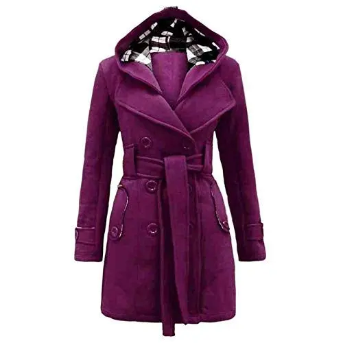 Produktbild: Warehouse Deal Retourenware Angebote Deals Of The Day,Pullover Damen Elegant ÜBergangsmantel Trenchcoat Strickjacke Mantel Damen Winter Fleecejacke Wintermantel Damen Warm Winterjacke(Purple,XL)