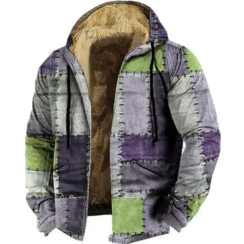 Produktbild: MMOOVV Herren Sweatjacke Kapuzenjacke Hoodie mit Kapuze und Reißverschluss (Purple, S)