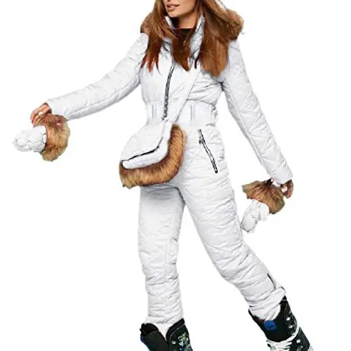 Produktbild: Warehouse Deal Retourenware Winterjacke Damen Daunenjacke Warm Damen Winter Ski Overall Outdoor Sport Schneeanzug Kunstwolle Kragen Mantel Overall Mit Hoodies Ski Jacken Und Hosen Damenbekleidung