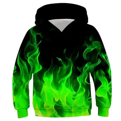 Produktbild: Warehouse Deals Angebote Hoodie Junge Langarmshirt Kinder Pullover Bedrucktes Kapuzenpullover Sweatshirt Klamotten Kleidung Sportshirt Regular Bekleidung Oberteile Long Sleeve Top Grün, 11 Jahre