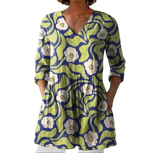 Produktbild: Warehouse Deals Angebote Leinenbluse Damen, Blusenshirt Langarm Sommer Leinen Shirt Sommerblusen Leicht Strand Tunika Luftig Boho Elegante Oberteile Tshirt Longshirt Blusen & Tuniken Für Damen