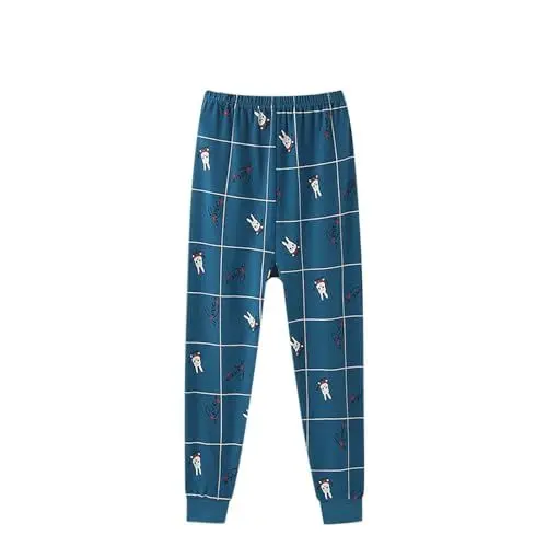 Produktbild: Warehouse Deals Angebote Pyjamahose Jungen Leggings Baumwolle Hosen Weiche Thermoleggings Schlafanzughose Freizeit Gefütterte Hose Kuschelhose Warm Winterhose Freizeithose Loungehose Blau, 9 Jahre