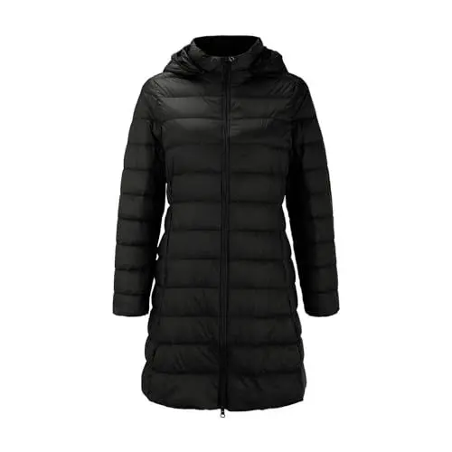 Produktbild: Warehouse Deals Winterjacke Damen Grosse Grössen Warm Einfarbige Mittellange Daunenjacke Für Damen Mit Kapuze Und Abnehmbarer Schmaler Passform Und Reißverschluss Gelber Pullover Damen