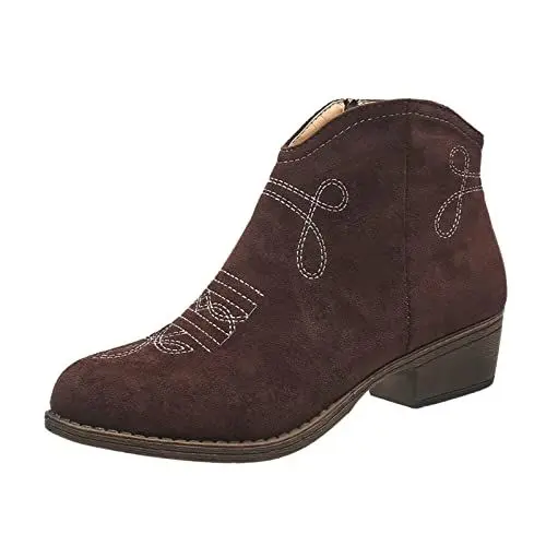 Produktbild: warehouse deal Langschaft Stiefel Damen Leder Damen Flach Rutschfeste Laufsohle Casual Spitze Zehe Klobiger Blockab 1 cent artikel meine bestellungen