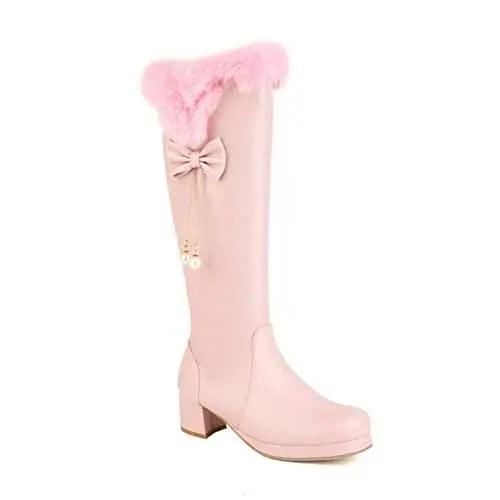 Produktbild: warehouse deal Langschaft Stiefel Damen Leder Stylisch & Praktisch Winterstiefel Damen Casual Spitze Zehe Klobiger damenschuhe sommer sale damen sandalen sale