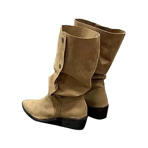 Produktbild: warehouse deal Langschaft Stiefel Damen Stylisch & Praktisch Winterstiefel Damen Casual Spitze Zehe Klobiger Blocka black week angebote barfußschuhe damen sale