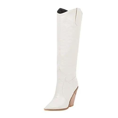 Produktbild: warehouse deal Reitstiefel Damen Stylisch & Praktisch Winterstiefel Damen Casual Spitze Zehe Klobiger Blockabsatz W sommer sale damen artikel unter 2 euro
