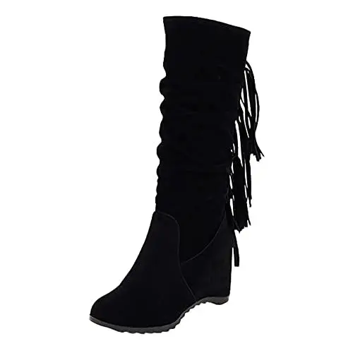 Produktbild: warehouse deal Stiefeletten Damen Damen Klassische Stiefel Elegant Klobiger Blockabsatz Spitze Zehe Langschaft Stie artikel unter 5 euro deals of the day