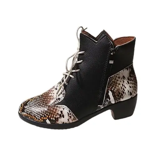 Produktbild: warehouse deal Winterstiefel Damen Damen Klassische Stiefel Elegant Klobiger Blockabsatz Spitze Zehe Langschaft Sti black week angebote barfußschuhe damen sale