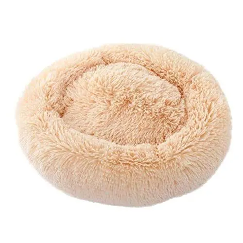 Produktbild: Warm Plüsch Haustierbett,luxuriöses Fell-Donut-Design,Puppy Mat Pet Bed Runde oder ovale Tierbett Nesting Cave,Extra weiches Katzenbett für Katzen und kleine Hunde-Aprikose-60CM