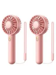 Produktbild: Warmco (2 stück Handventilator, Tragbarer Mini USB Ventilator mit 3 Geschwindigkeiten,Ventilator Klein USB Wiederaufladbar mit Tisch Basis, Hand Ventilatoren für Reisen, Büro, Draußen