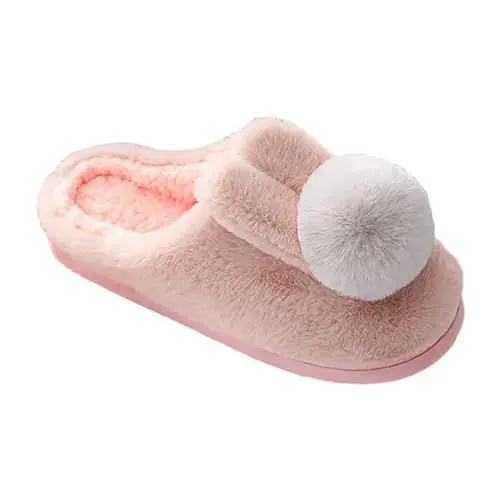 Produktbild: Warme Hausschuhe Damen Mit Fester Sohle Home Lässige Damen-Plüsch-Hausschuhe mit flachem, Lange Samt-Mode-Damen-Hausschuhe, warme Hausschuhe Hausschuhe Damen Winter Hoch Hausschuh Set (Pink, 40)