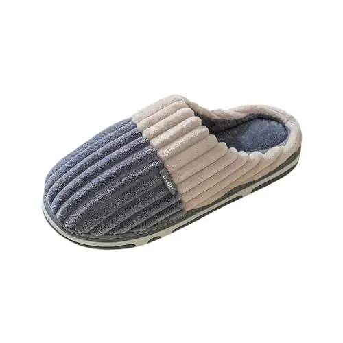 Produktbild: Warme Hausschuhe Männer Wärme Pantoffeln Herren Flache Frauen Zuhause Paare Hausschuhe Slip- Schuhe halten Hausschuhe Schuhe warm pelzigen Warme Hausschuhe Männer Wärme Pantoffeln Herren (Grey, 44-45)