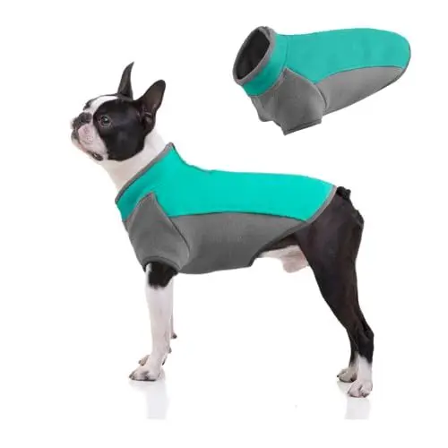 Produktbild: Warme Hundejacke Hundewinterweste leichtes Rundhals Fleece weiches Sweatshirt Dickes Haustier Mantel mit Polo Shirt Reißverschluss Design für kleine mittlere Hunde Wandern Wandern Reisen, Grün, XL