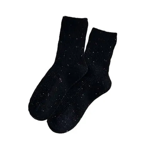 Produktbild: Warme Weihnachtsmode, winddichter Druck, mittlere Röhrensocken, lange -Baumwolle Anleitung Socken Stricken Anfänger (Black, One Size)