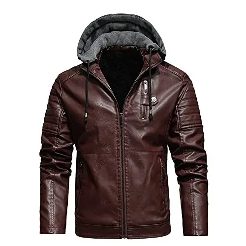 Produktbild: Warmer Wintermantel für Herren, 2024, Jacke, Herren, Winter, Plus, Samt, Freizeit, kurze Kapuze, Leder, Oberbekleidung, Reißverschluss, große Größe, Mantel, Outdoor, warme Jacke, Weihnachtsjacke für