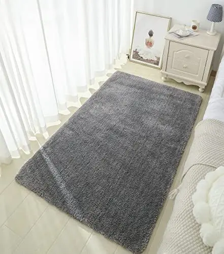 Produktbild: Warmfay Badezimmerteppich rutschfest 80x120CM, Weich Flauschig und Hochflor Badvorleger, Maschinenwaschbare Badematte, Absorbierende Badteppich für Badewanne, Dusche, Schlafzimmer, Badteppich Grau