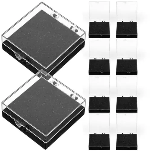 Produktbild: Warmhm 10 Stück Black Gemstone Display Box, Edelstein Display Box, Quadratischer Acryl Schmuckschatulle Behälter Schachtel Geschenkbox für Reversbox Pin-Trading-Ordner Anstecknadel-Organizer-Box