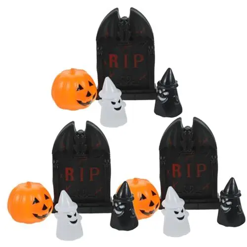 Produktbild: Warmhm Halloween-party-zubehör 12 Stück Mini-halloween-kürbisse Geschnitzt Kunststoff Tischdekoration für Den Innenbereich Festliche Dekoration