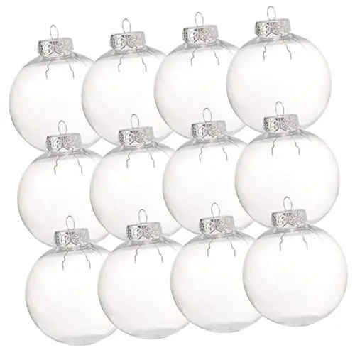 Produktbild: Warmhm 12 Stück Hohlkugel-Weihnachtsdekoration Transparente Ornamente Zum Basteln Befüllbare Hängende Weihnachtskugeln Glas-Weihnachtsdekoration Kunststoff-Weihnachtsdekoration