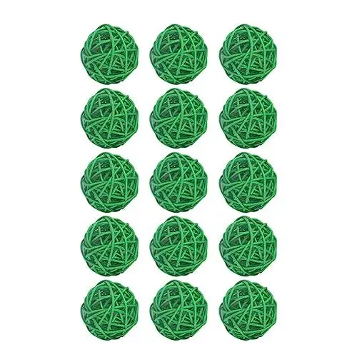 Produktbild: Warmhm 15 Stücke Rattan Hängen Kreative Reben Dekorationen Baum Ornamente Grün 5cm