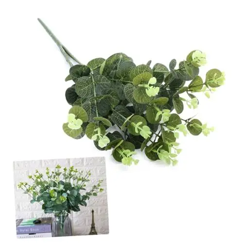 Produktbild: Warmhm 16 kunstpflanze Anlage künstliche Pflanzen Künstliche Eukalyptusblätter künstliche Zweige gefälschte Blätter einzelner Schuss künstliche Blumen rundes Blatt Geldblatt