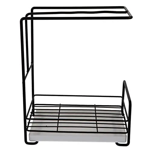 Produktbild: Warmhm 1Stück Praktischer Spültuchhalter mit Abtropfschale Edelstahl Küchen Organizer für Spüle zur Aufbewahrung von Geschirr und Reinigungsutensilien Schwarz