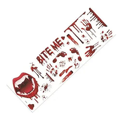 Produktbild: Warmhm 1 Blatt Halloween-fensteraufkleber Realistische Gruselige Aufkleber Halloween-glasaufkleber Halloween-wandaufkleber Halloween-wandtattoos Partyzubehör PVC Blutig Schüttgut Kind