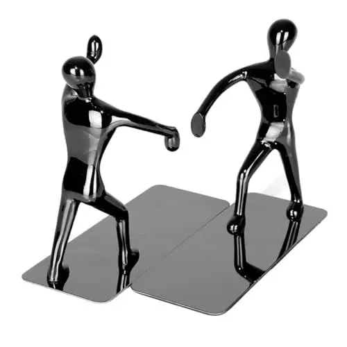 Produktbild: Warmhm 1 Paar Schwarze Buchstützen Bücherregal Für Büro Dekorative Buchstützen Mann Kunst Buchstützen Schwarzes Metall Bücherregal Buchstützen Für Kinder Kreative Buchstopper Buchstützen