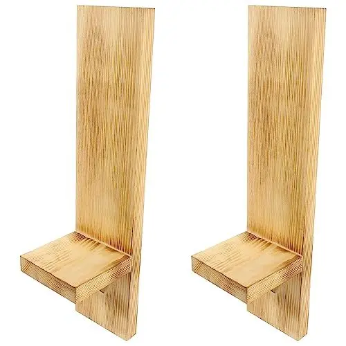 Produktbild: Warmhm 1 Paar Wandkerzenhalter Aus Holz Wandleuchter Kerzenständer Rustikale Stumpenkerze Schwebendes Hängeregal Bauernhaus-Kerzenständer Für Heimbüro-Dekorationen Hellbraun