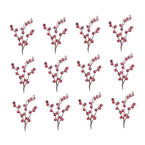 Produktbild: Warmhm 1 Satz 12 STK Rote Frucht Künstliche Beerenzweige Rote Beerenstiele Weihnachtliche Beerenstiele Urlaubsblumensprays Vasenfüller Aus Beeren Schaum Zierapfel Weihnachtsbaum