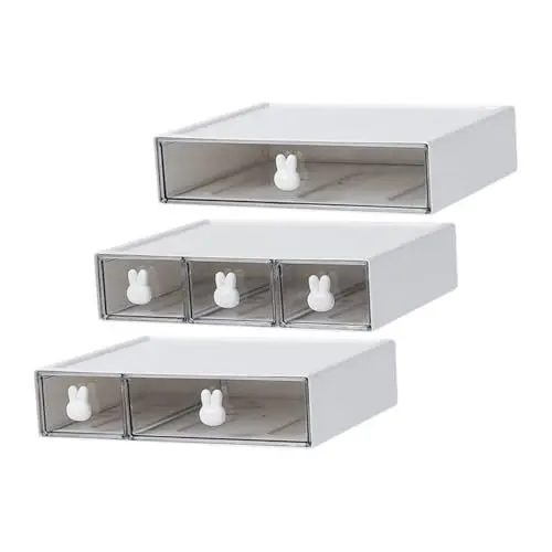 Produktbild: Warmhm 1 Satz Aktenschrank-schubladen-organizer Mini-hausaufbewahrung Speisekammer Schubladenteiler Kleine Kommode Schlafzimmer Schließfächer Mit Schubladen Stand Weiß Pp