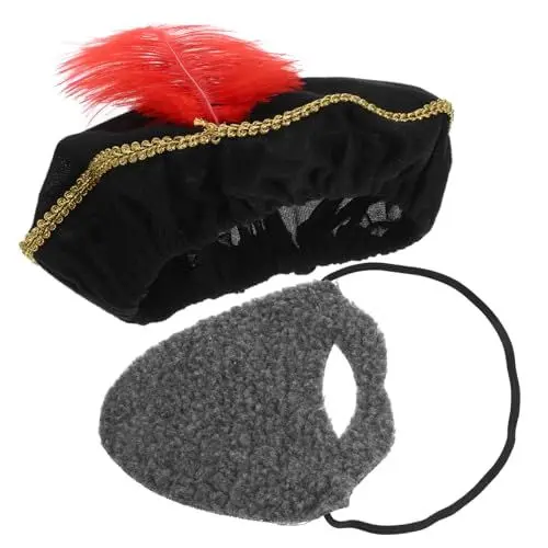Produktbild: Warmhm Mittelalter-hut-set – Renaissance-kopfbedeckung Für Herren Mit Bart-accessoire Perfekt Für Halloween-kostüme Und Festivals
