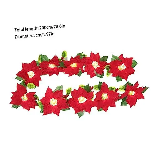 Produktbild: Warmhm 1stk Urlaub Bunte Lichter Weihnachtsstern Girlande Mit Beleuchtet Weihnachtstreppengirlande Weihnachtsbeleuchtete Girlande Christbaumschmuck Weihnachtsbeleuchtung Im Freien Rot Pvc