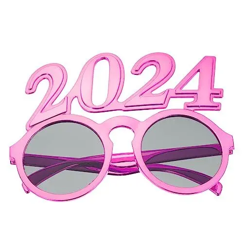 Produktbild: Warmhm 2024 Brille Silvester-Party-Sonnenbrille Vorabend Partyzubehör Party-Brillengestell Weihnachtssto kinderferngläser leuchtbrillen Neujahrsparty-Brillen Lustige Partybrille Stk Rosy