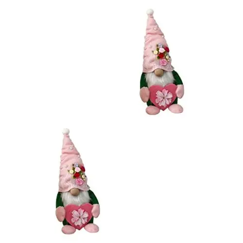 Produktbild: Warmhm 2 STK GNOME Gesichtslose Puppe Sommerschmuck Gnom Puppenschmuck Osterfiguren Sammlerstücke Blumenzwerg Plüsch Sommerdeko Rosa Hase Korb Dekoration Schreibtisch Gebürstetes Tuch