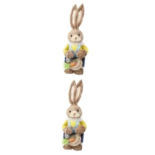 Produktbild: Warmhm 2 Stück Osterhasen Gartendekoration Entzückende Strohfigur Für Miniatur-tierfiguren