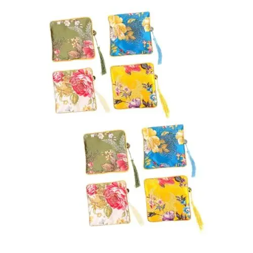 Produktbild: Warmhm 2 Sätze Bestickte Aufbewahrungstasche Für Schmuck Kleine Schmuckbeutel Reise-schmuckkästchen-organizer Reise-schmucktasche Reise-aufbewahrungstasche Armbandbeutel Nylon 4 Stück * 2