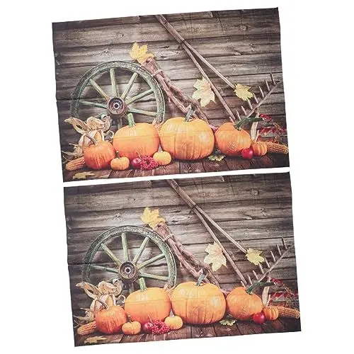 Produktbild: Warmhm 2 Stk Kürbis Wandteppich Holzboden Hintergrund Deko Teppichbesatz Tapeziertisch Wandteppich Zum Aufhängen Hintergrund Wandtuch Halloween Volant