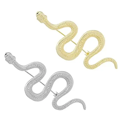 Produktbild: Warmhm 2 Stück Schlangen Brosche Brosche Schmuck Brustnadeln Kleidung Brosche Schule Lehrer Anstecknadel Taschen Brosche Party Brosche Retro Umhang Brosche Schlangen Brosche