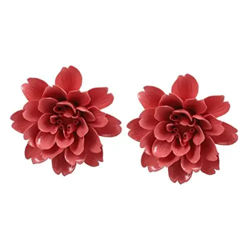 Produktbild: Warmhm 2st Blumen-wandbehänge Keramik Blumen Wandkunst Blumenskulptur Für Die Wand Wandkunst Blumenwanddekoration Aus Keramik Wand Blumen Wand Lebende Blumen Requisiten Pflanze 3D