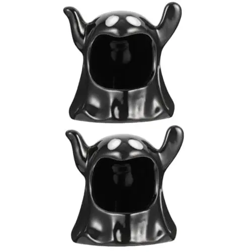 Produktbild: Warmhm 2st Geisterkerzenhalter Aus Keramik Kerzenhalterplatte Gespenster Teelichthalter Dekoration Kerzenständer- Dekorativer Kerzenhalter Halloween-teelichthalter Geisterstatue